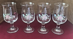 SET 4 TEA ROSE PFALTZGRAFF LIBBEY 6-3/8″ STEMMED GLASSES, 12OZ.