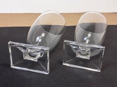 REDUCED!! Heisey NEW ERA, Rectangle base: TWO Juice Glasses , 4 3/4″ Tall.