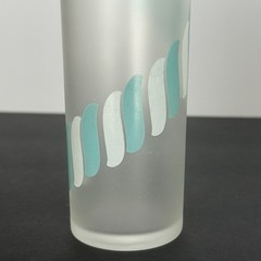 Set of 6 Vintage MCM Libbey Frosted Glass Candy Stripe Highball Glasses Rainbow