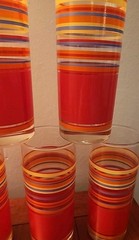 Libbey Mambo Fiesta Striped Orange Yellow Blue 9-Tumblers Near Mint HTF 70’s EUC