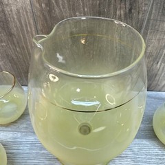 VINTAGE BLENDO YELLOW MARTINI DRINK COMPLETE SET 6 GLASSES 60’s MCM EUC
