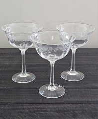 Lenox Etched Floral Crystal Coupe Champagne Glasses Set of 3 Vintage
