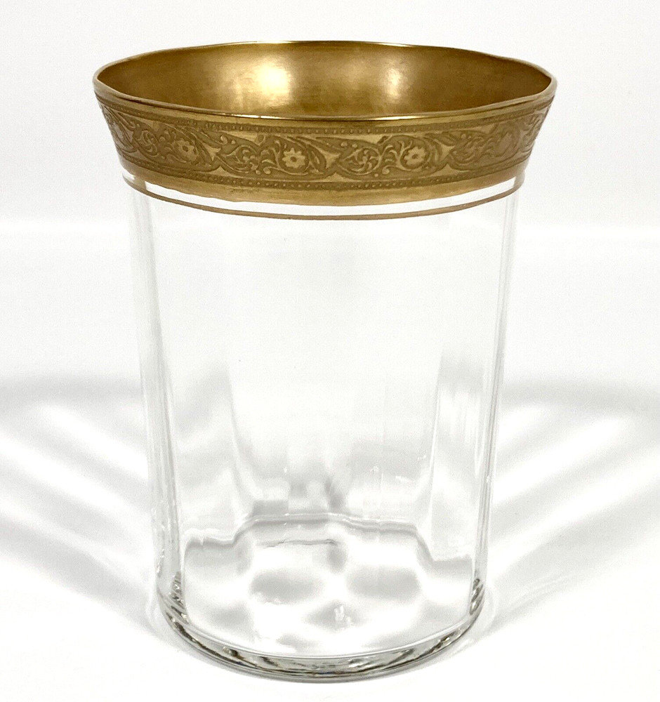 Vtg Tiffin Franciscan MINTON Gold Encrusted Trim Optic Glass Tumbler 10.5 oz. 4″