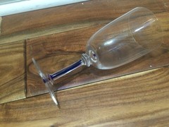 Rare Vintage Signed/stamp Murano Blown clear Wine Glass 6.5″ blue art fillament