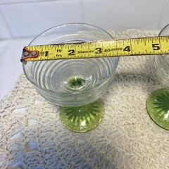 1930s vintage Anchor Hocking circle pattern stemware green stem Set of 2