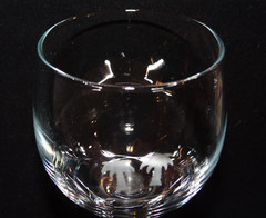 Double Palm Tree Etched Glass WINE Cordial Goblet Stemmed SET OF 2