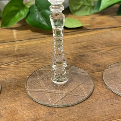Libbey Rock Sharpe Arctic Rose Wine Glasses 4 Set 1940’s Star David Base 7.25”