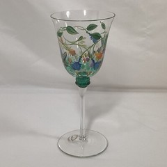 Artland Handblown Wine Glass Hummingbirds & Flowers from Romania Cottagecore