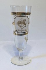 CULVER PILSNER GLASS FOOTED MCM HERSEY PARK USA SOUVENIR 22k ORIGINAL LABEL