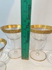 Tiffin Franciscan Minton Optic (?) Gold Rimmed Sherbet Glasses, Mixed Lot 4
