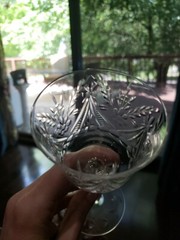 (11) Wine Goblets Glasses 6″ Elegant crystal Rock Sharpe? floral swag dots arch