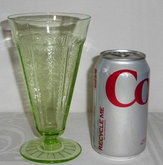 4 Hocking Princess Uranium Green Depression Glass Footed Ice Tea Tumblers 6 1/2″
