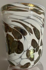 2 Juli Juneau Art Glass Tumbler Drink Bar Candle Holder New Orleans USA Signed