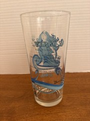 Vintage Blue VIRGO Glass K.M.A. 1976 Zodiac Horoscope