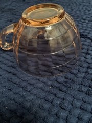 Unique Glass Coffee Cup Orange Carnival Footed Pressed Elegant Scroll Handle