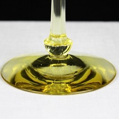 Heisey Sahara Topaz Yellow Cupid Cut Champagne Glass, Vintage Old Dominion 5.5″