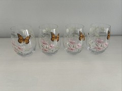 New Lenox Butterfly Meadows Stemless Wine Glasses Juice Glasses – 4 Pack