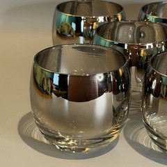 8 Vintage Vitreon Queens Silver Fade Ombre Lusterware Roly Poly Cocktail Glasses