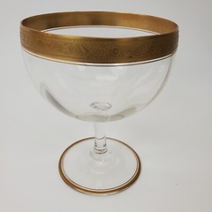 Set of 4 Italian Crystal w/Gold Encrusted Swag Rim Dessert Glasses 5.5″H X 4.5″W