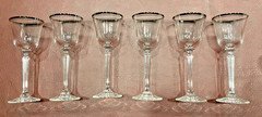 Set Of 6 Mikasa Crystal Platinum Trim WHEATON 8 inch Tall Wine Glasses MINT