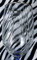 2 Libbey CRYSTAL BLUE Clear Crystal Drape Optic Water Goblets w/Blue Stem