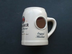 PAULANER Original Munchner HELL Beer Stein WITH MIRROR Paulaner Munchen RARE