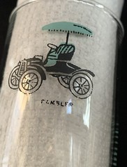 2 Vintage 1950’s Antique Cars Aqua, Black & White Tom Collins Glasses, 16 oz
