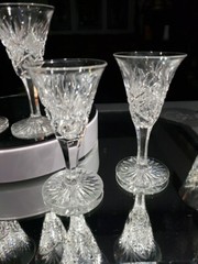 (1) Sherry Glass 4-1/2″ American Brilliant Period cut glass crystal hobstars