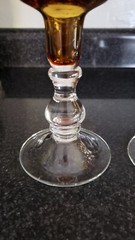 2 MILLER ROGASKA for Reed & Barton 6” Candlesticks Crystal and Amber Poland