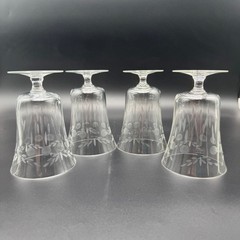 4 Etched Low Stem Iced Tea Glasses Standard Glass ? UNK359 5″ Clear
