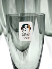 Sasaki Crystal 16 Piece Set Champagne Wine Goblet & Aperitif For Four Smoke Gray