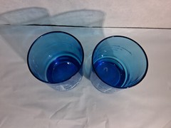 2 Vintage Teal Blue American Privateer Rattlesnake Revolution Sailboat Glasses