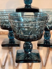 Set of 4 Vtg Colony Park Lane Blue 5 Oz. Champagne / Sherbet Glasses 4 1/4” H