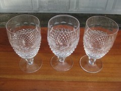 Set of 3 High Quality Cut Crystal Wine Glasses 5 3/4″H
