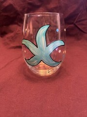 Hand painted stemless wine glass – one glass