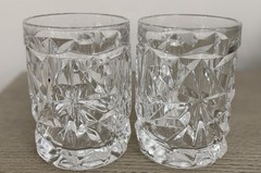 Tiffany & Co Crystal Beer Mugs Set of 2 Rock Ice Cut Clear Barware Luxury