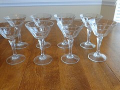 CRYSTAL CHAMPAGNE TALL SHERBET GLASSES MULTI-SIDED PANELS LOT OF 8