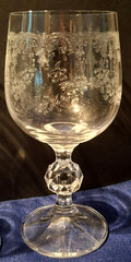 Fancy Etched Crystal Goblets ~ Cascade ~ Laurel ~ Queens Lace … (9) Stems