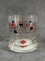 VTG Poker Royal Flush Casino Low Ball Bar Glass Cup Barware Diamond Suit