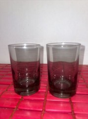 Set Of 2 Smokey Glass Juice Glass 3.75” Tall Estate Find