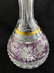 Ebeling and Reuss Hand-Blown German Crystal Decanter Set 8 Colorful Wine Glasses