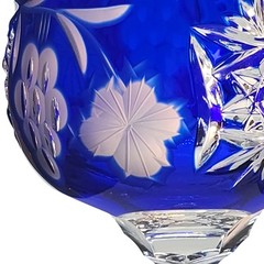 Nachtmann Bleikristall Saphire Blue Grapes Floral Cut to Clear Wine Glass 8.5”