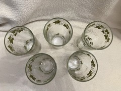 MCM Set of 5 Grapevine Highball Glasses – Olive & Gold – Libbey Style, 1950s