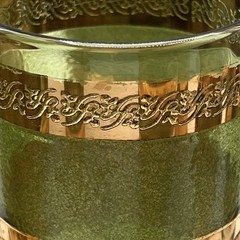 MCM Culver Starlyte Rocks Glasses Green Gold Lot Of 12 Total True Vintage