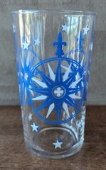Vintage Libbey Blue and White Nautical Juice Glasses, 4.5″ Tall, Set of 4, Rare