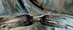 Set Of 2~Pier 1~Smoke Gray Crackle Glass~Champagne Flutes