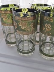 Cera 22K «Golden Grapes» Drinking 5 Glasses/Tumblers/Highball 5.5″ tall