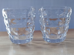 Hirota Glass Showa Modern Faceted Stud Tumblers Set of 2