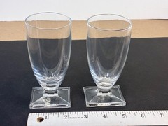 REDUCED!! Heisey NEW ERA, Rectangle base: TWO Juice Glasses , 4 3/4″ Tall.