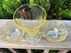 3 Piece Anchor Hocking Topaz Princess Yellow Depression Glass 1930s Cups Sundae